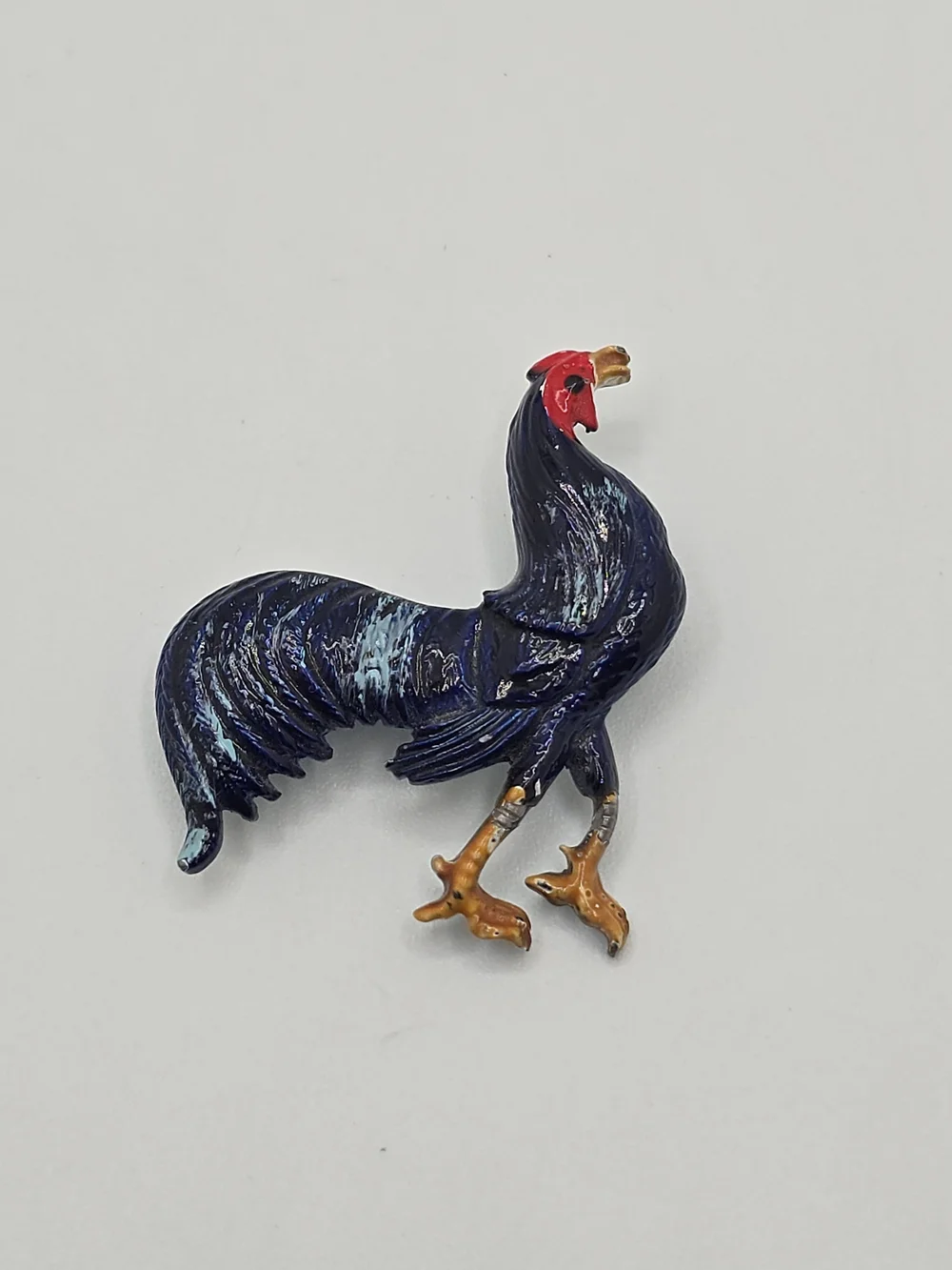 VTG Blue Hen Chicken Brooch Pin Enameled Figural Bird Delaware 1.25